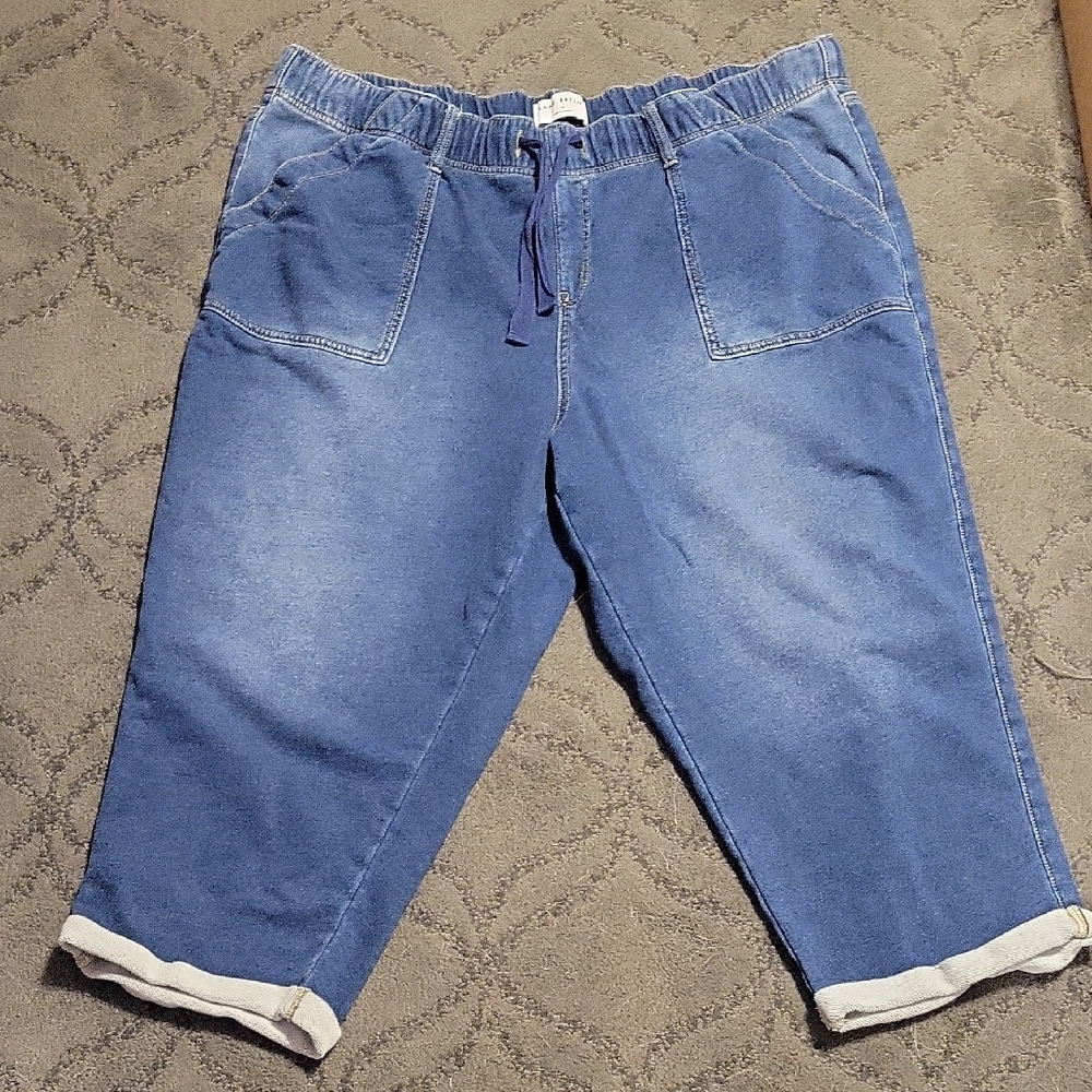 Lane Bryant Indigo Drawstring Pull-On Cropped Jea… - image 1